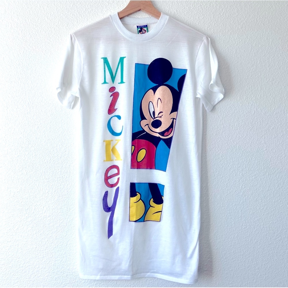 Disney Vintage Pijama Tee Shirt 90s Disney Micky mouse white Size Large Youth
